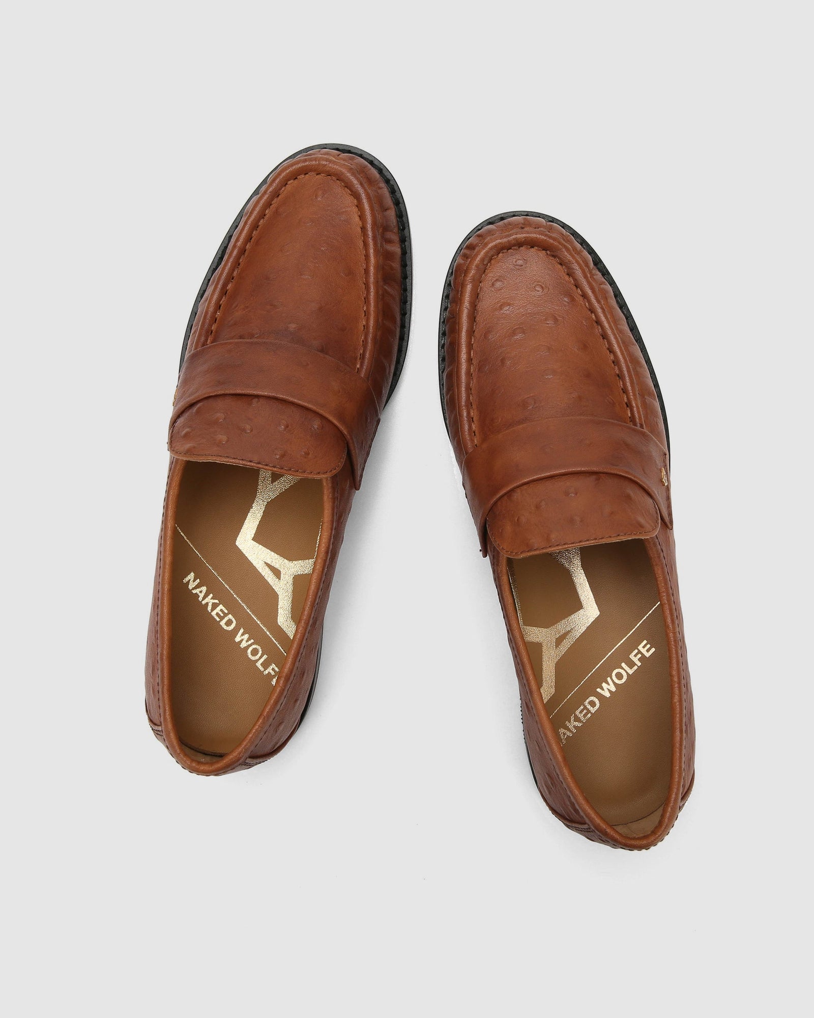Womens | Goldie Leather Loafer | Ostrich Print
