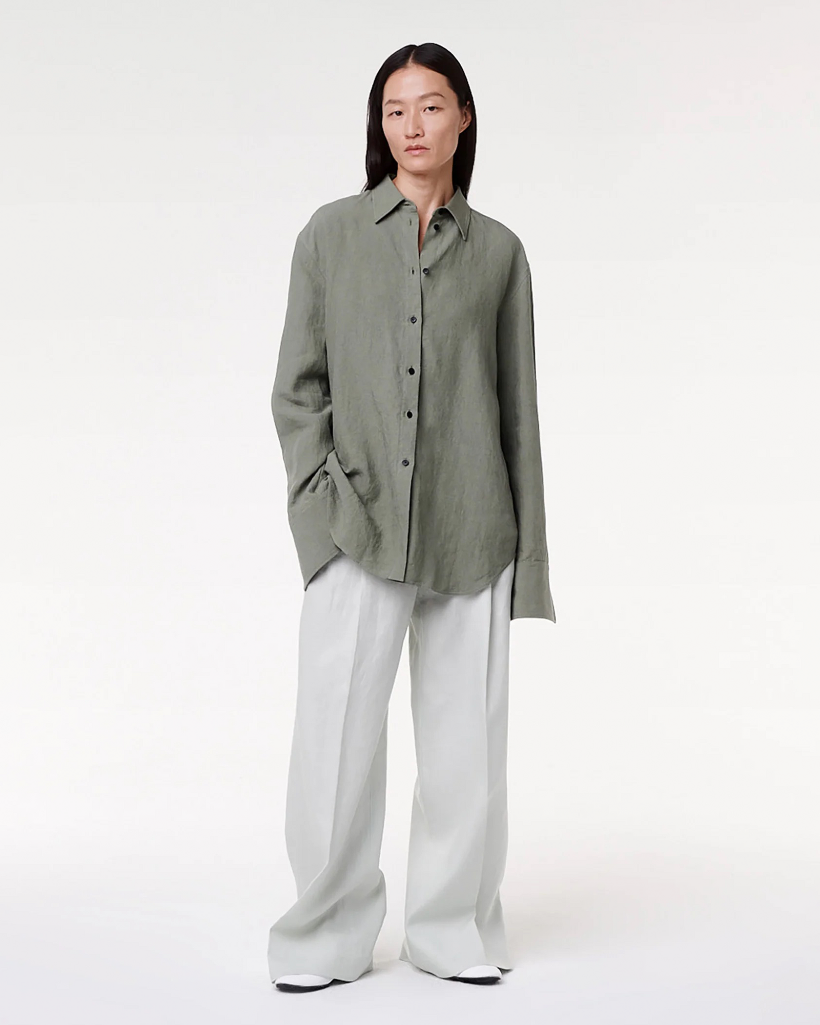 Another Tomorrow Linen Oversized Men's Shirt in Fern – Linen