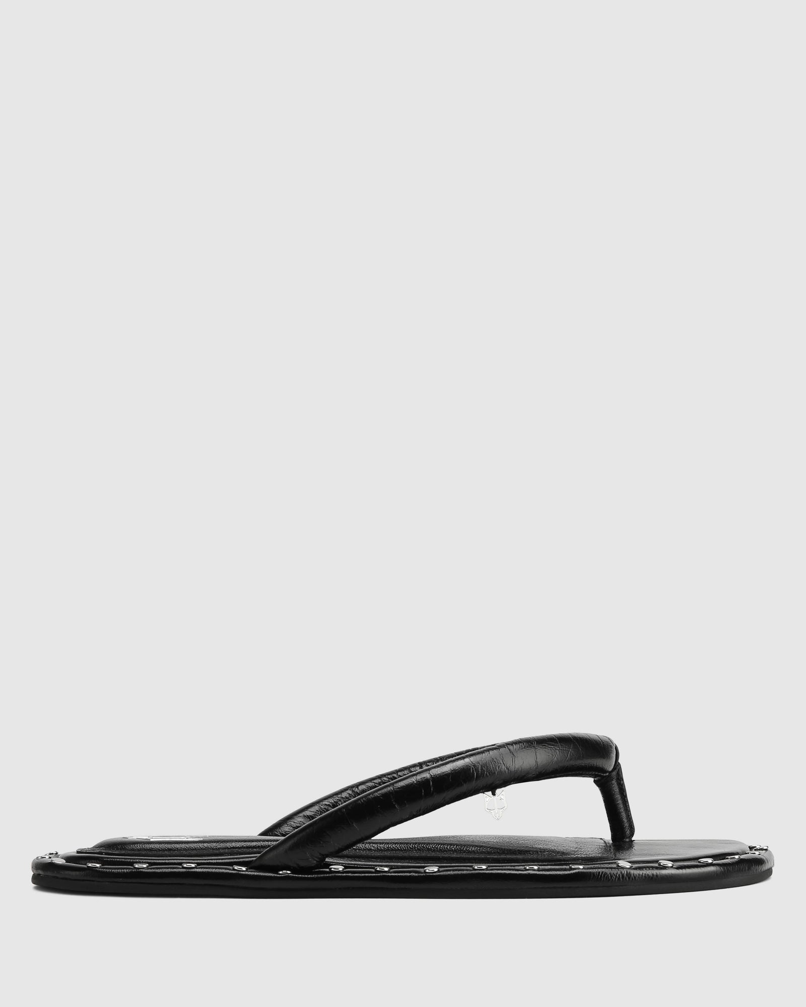 Womens | Grenada Leather/Studs Sandal | Black/Silver