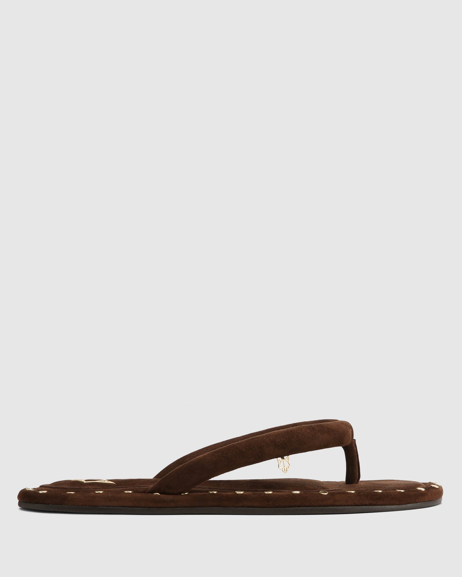 Womens | Grenada Suede Sandal | Brown/Gold Studs
