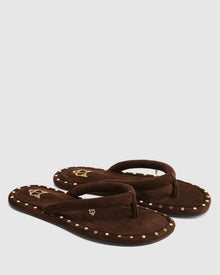Womens | Grenada Suede Sandal | Brown/Gold Studs