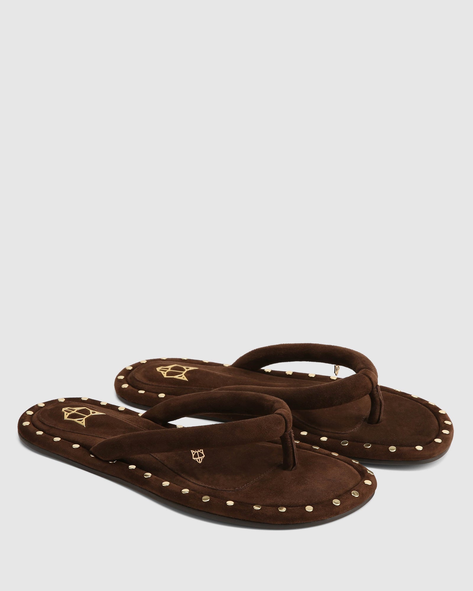 Womens | Grenada Suede Sandal | Brown/Gold Studs