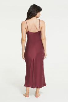 The Antoinette Long Slip in Maroon 100% Silk by Ginia Sleep