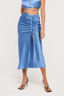 GINIA Indy Drape Skirt  in Malibu Blue