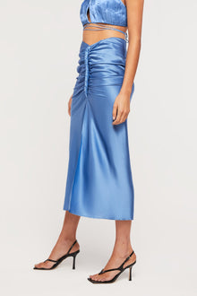 GINIA Indy Drape Skirt  in Malibu Blue