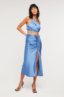 GINIA Indy Drape Skirt  in Malibu Blue