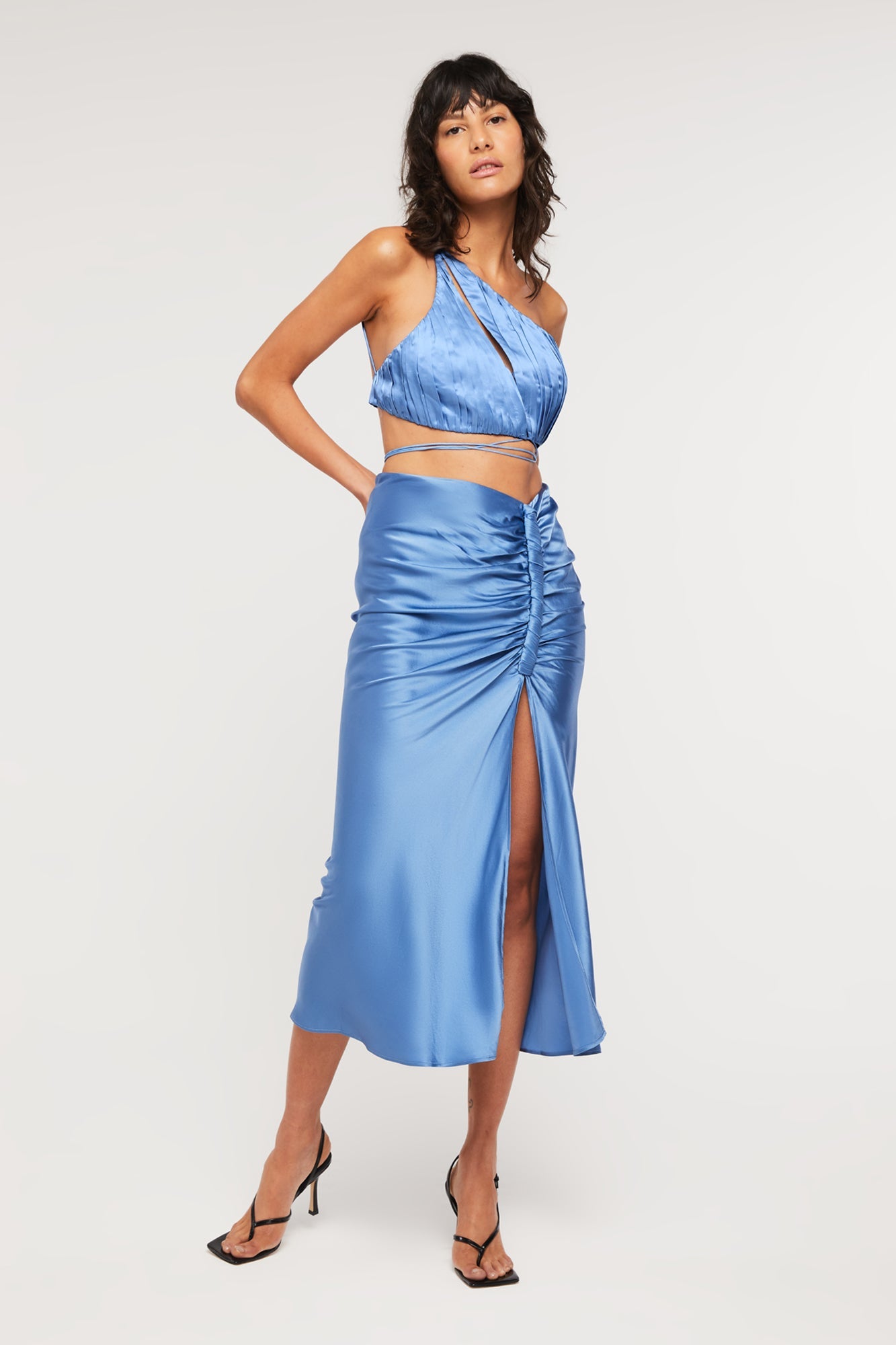 GINIA Indy Drape Skirt  in Malibu Blue