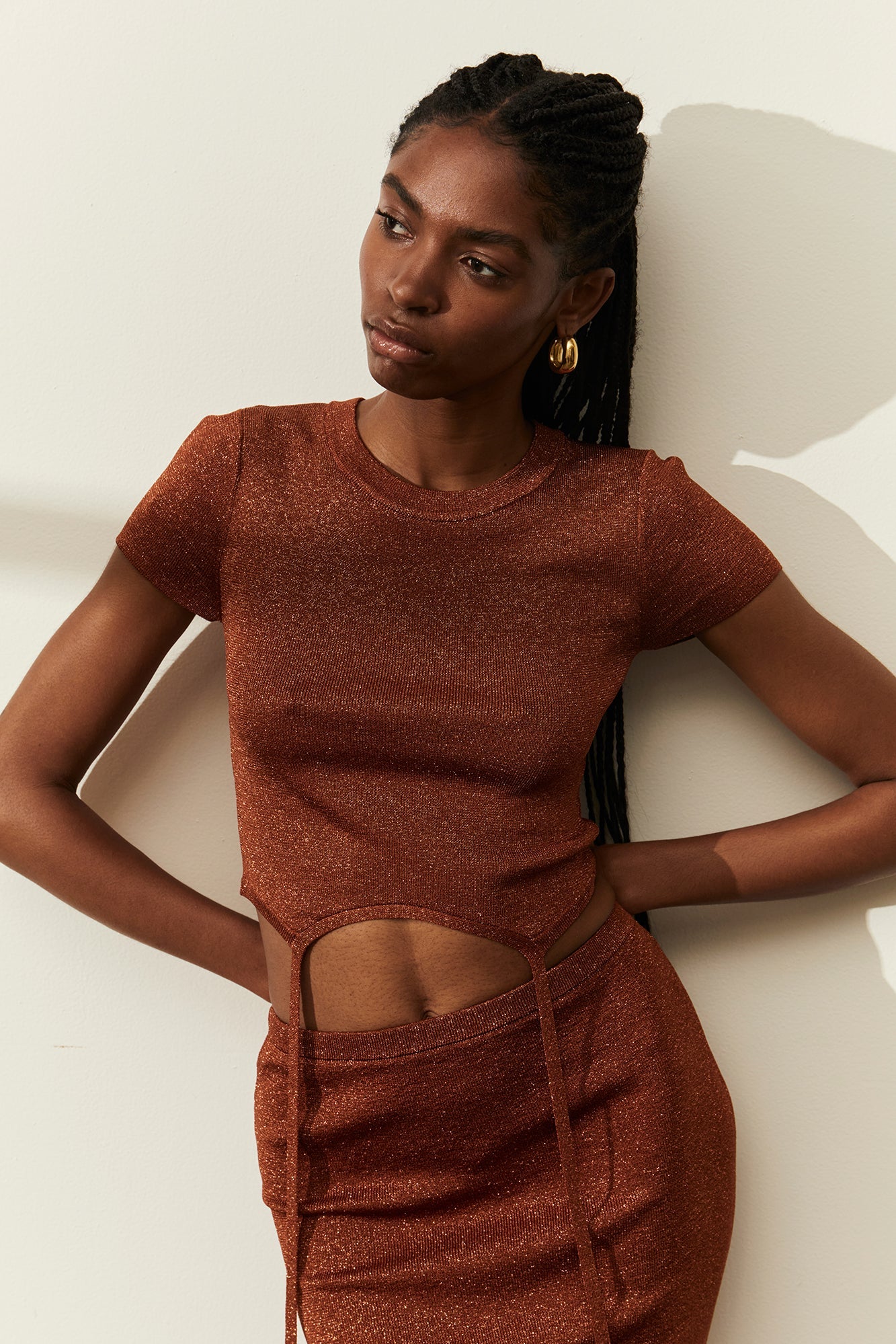 GINIA Yael Knit Top in Bronze