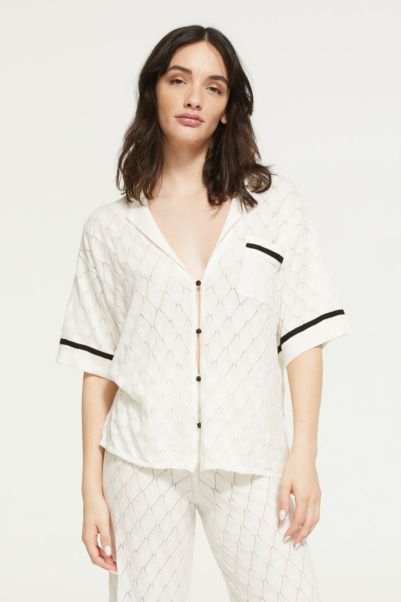 The Leaf Knit Shirt By GINIA In Ivory