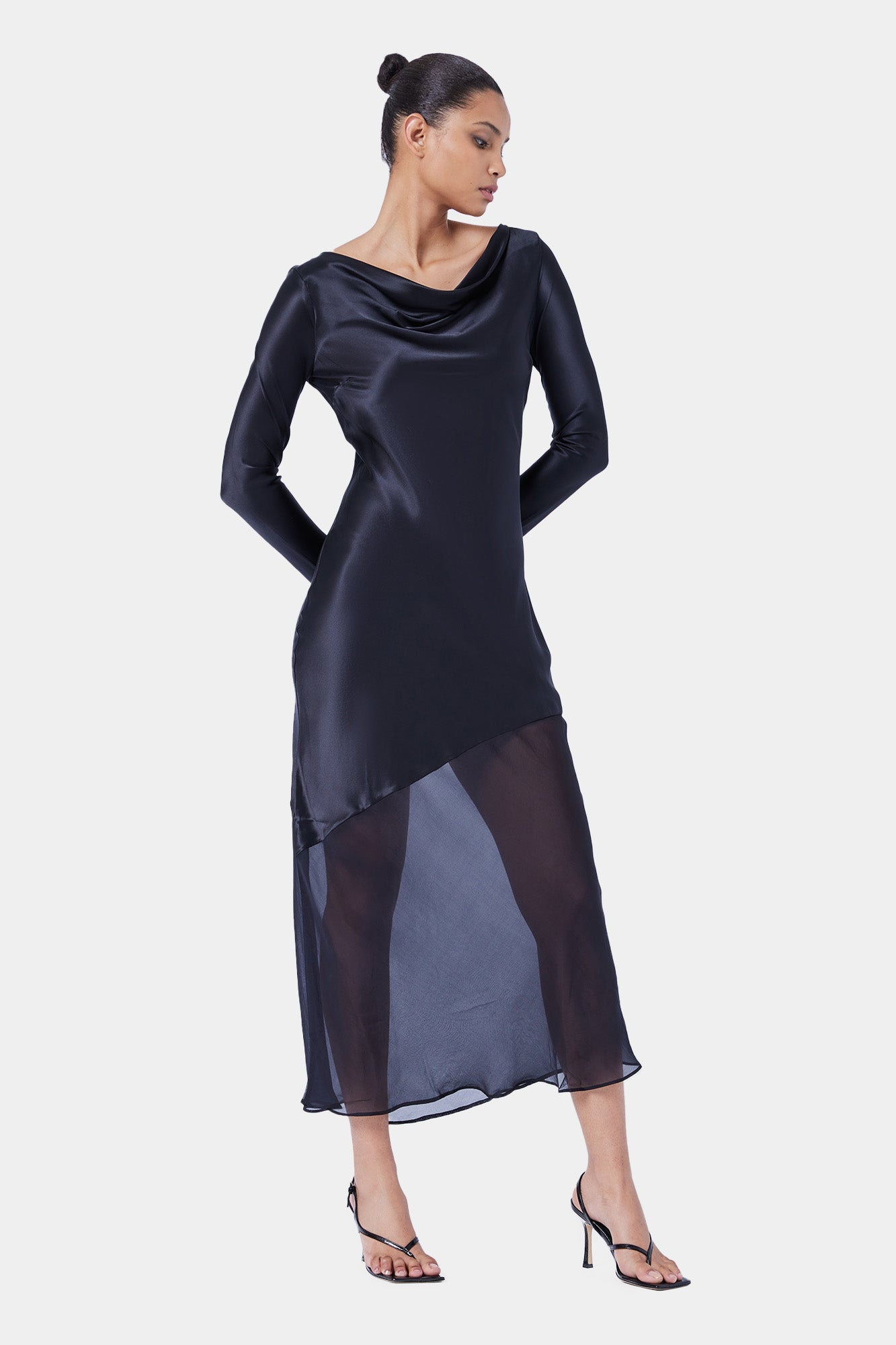 The Asym Splice LS Dress By GINIA In Black