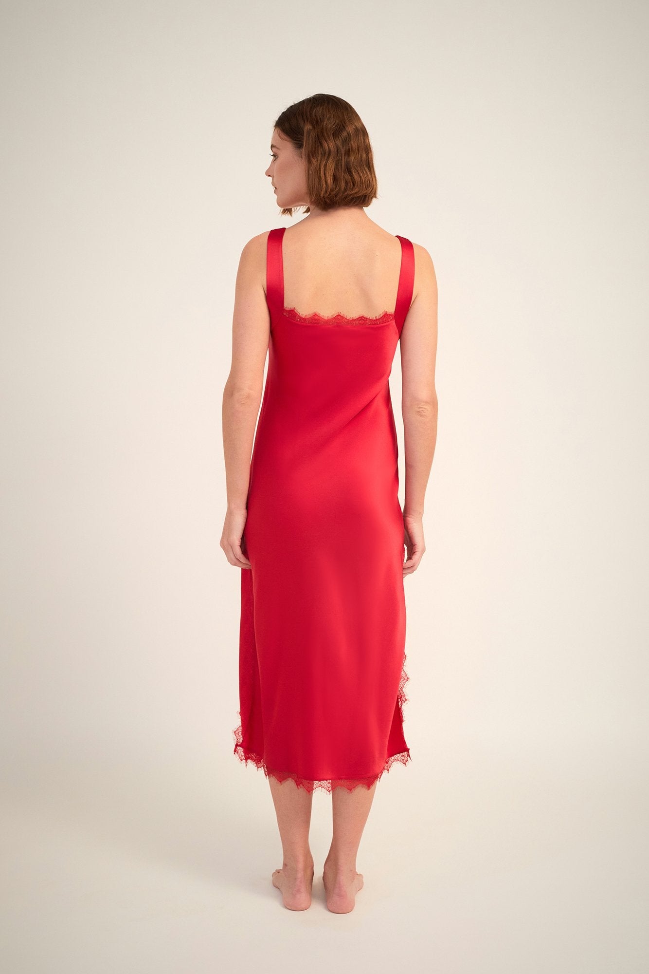 GINIA Aurora Silk Slip - Ruby