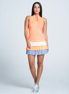 Top Golf | Pleated Placket Sleeveless | Orange Frost