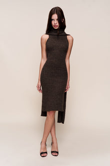 Womens | Hooded Knit Dress | Dark Olive