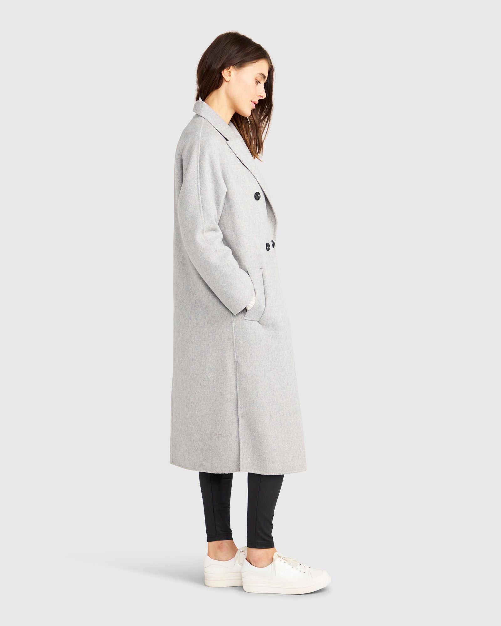 Guestlist Oversized Double Breasted Coat | Women | Grey Marle