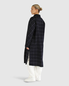 Guestlist Oversized Double Breasted Coat | Women | Navy Plaid