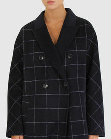 Guestlist Oversized Double Breasted Coat | Women | Navy Plaid