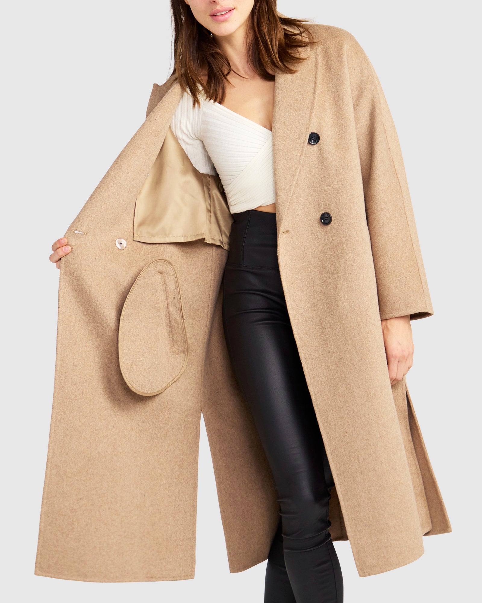 Guestlist Oversized Double Breasted Coat | Women | Oat