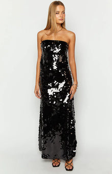 Genevieve Sequin Maxi Skirt | Black