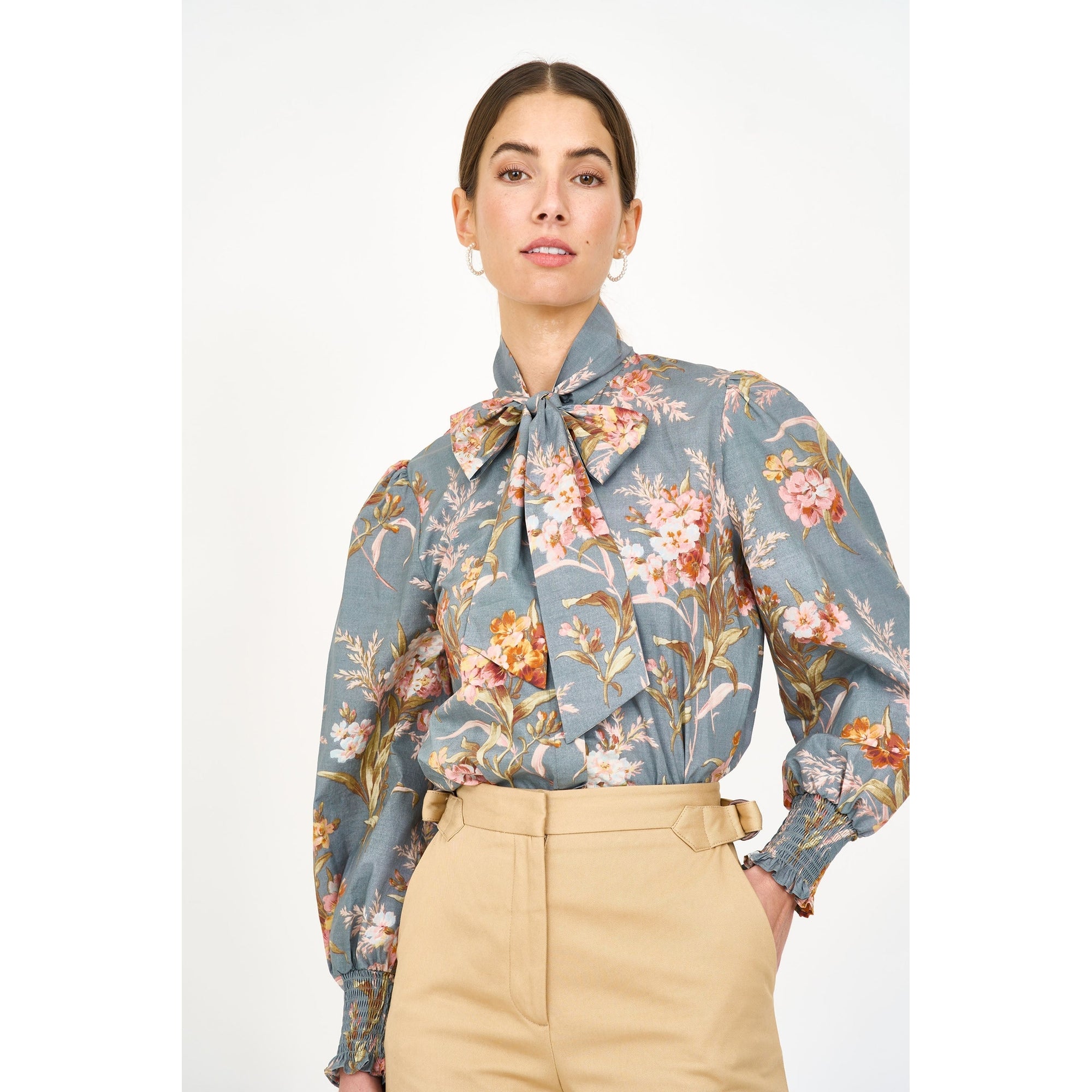 Georgie Blouse | Blue Brocade