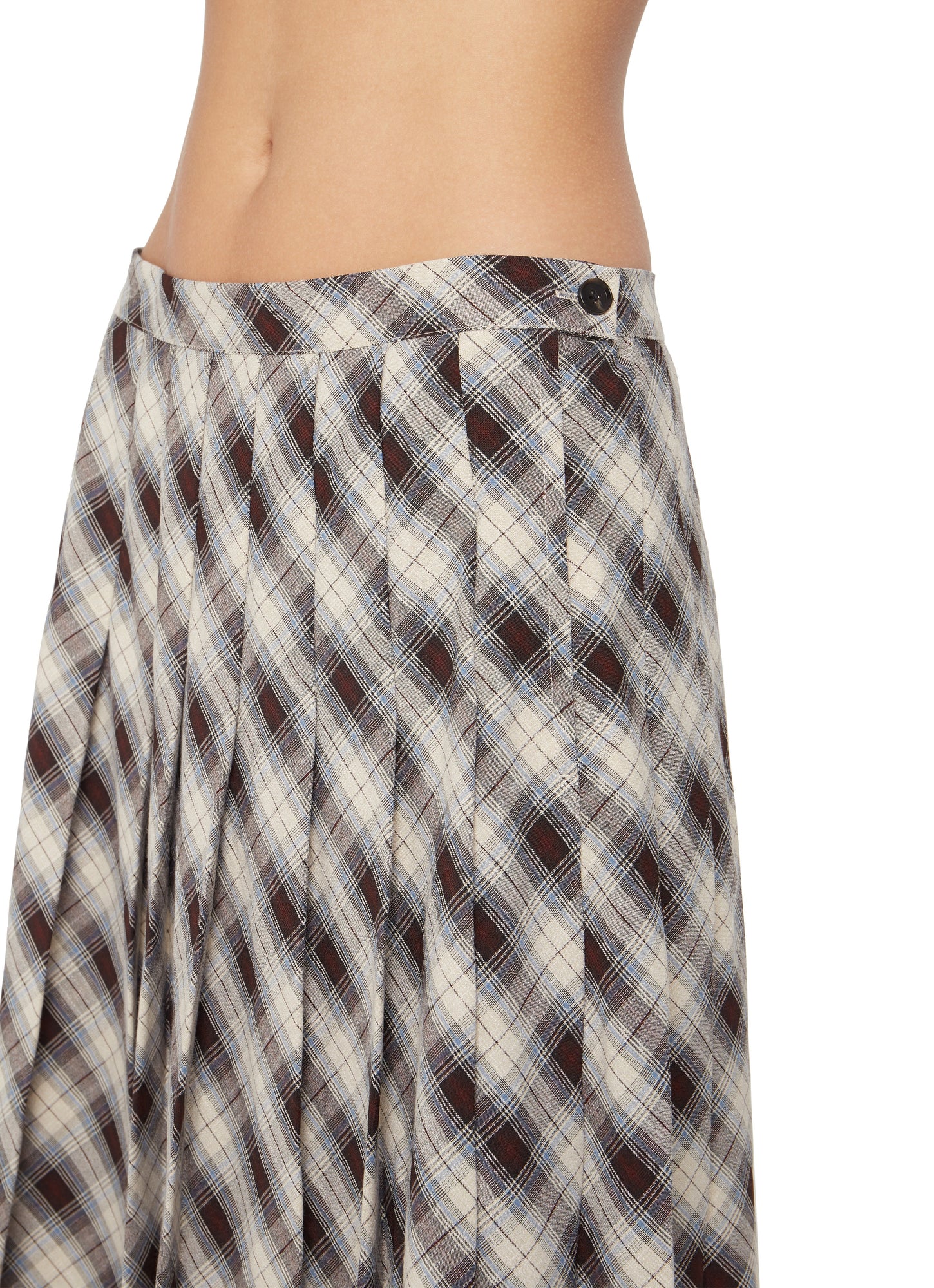 Womens | Gibson Pleated Skirt | Brown/Blue Plaid