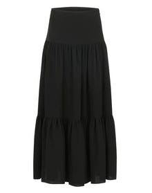 Gigi Silk Tiered Maxi Skirt | Black