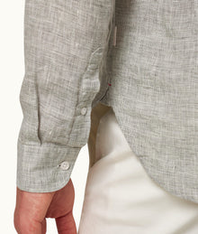 Giles Linen Classic Collar Tailored Fit Linen Shirt | Graphite/White
