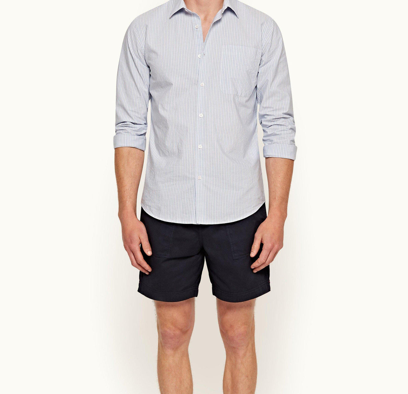 Giles Stripe Stripe Classic Collar Tailored Fit Shirt | Chalk Blue