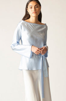 Ginia RTW,Sky Ella Silk Satin Top,Tops