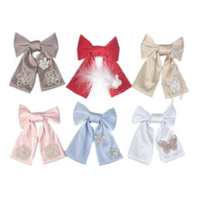 Girl | Anise Satin Embroidered Hair Bows | Champagne