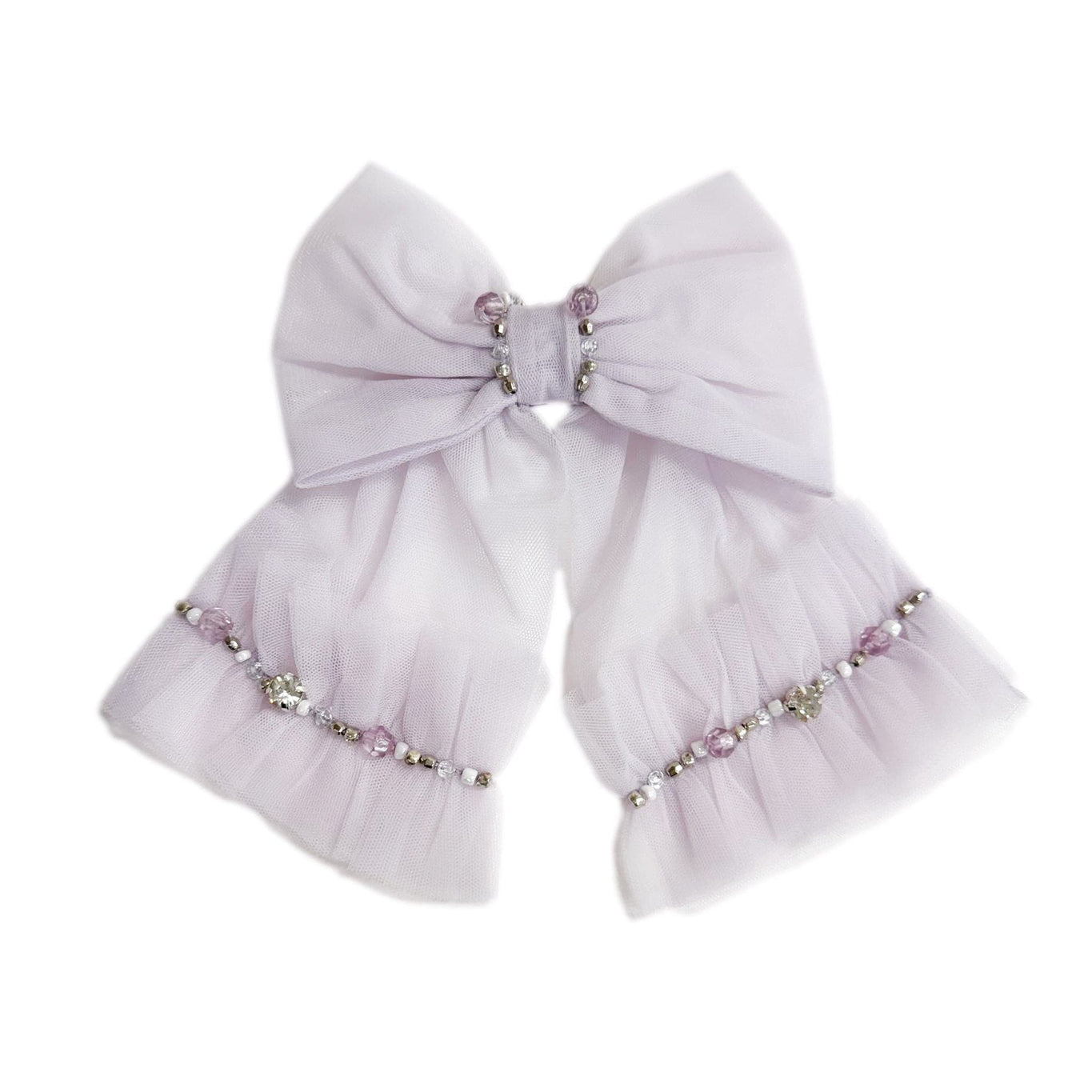 Girl | Ariel Rhinestone and Tulle Hair Bow | Lavender