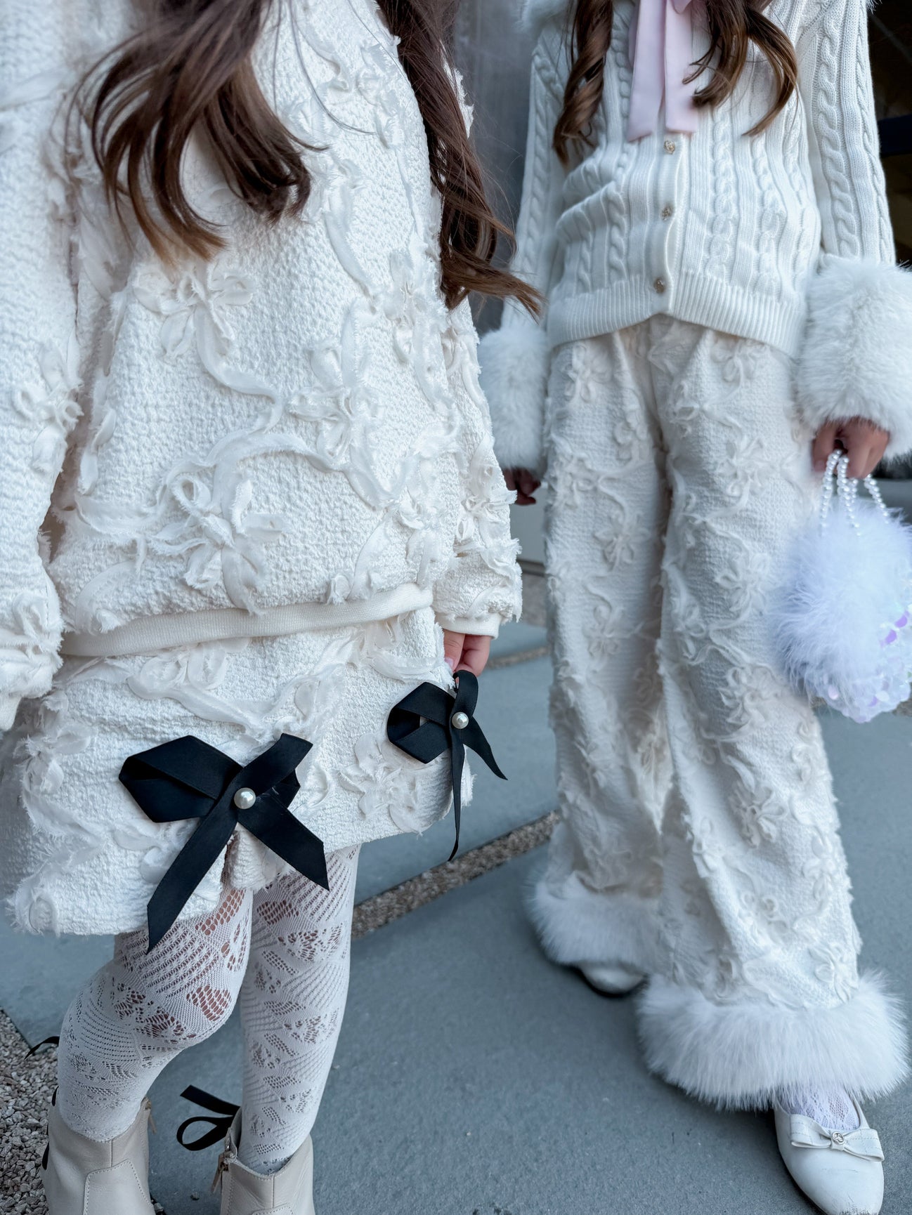 Girl | Ava Ivory Flower Bow Skirt