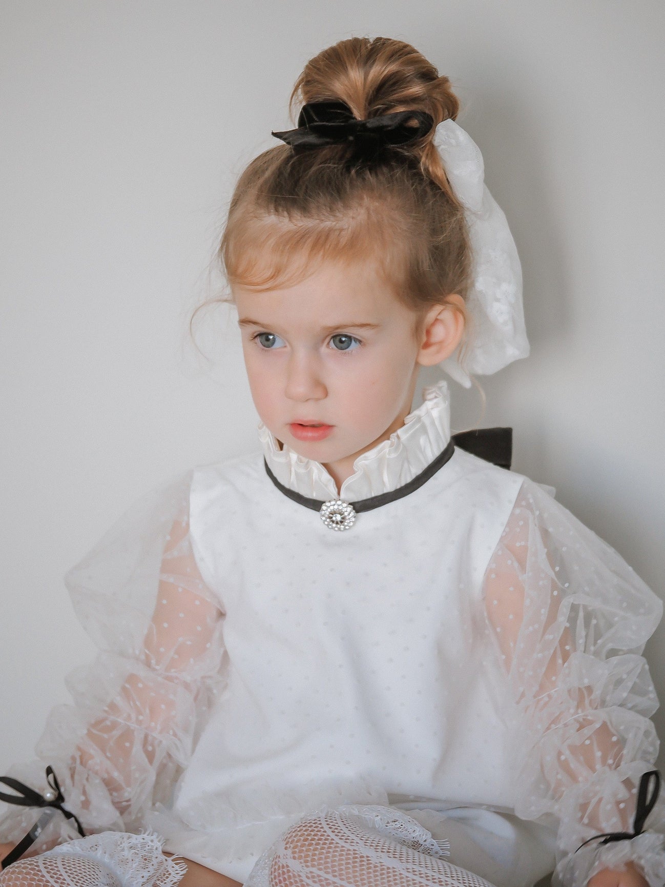 Girl | Brianna Tunic and Pants Set | White x Black