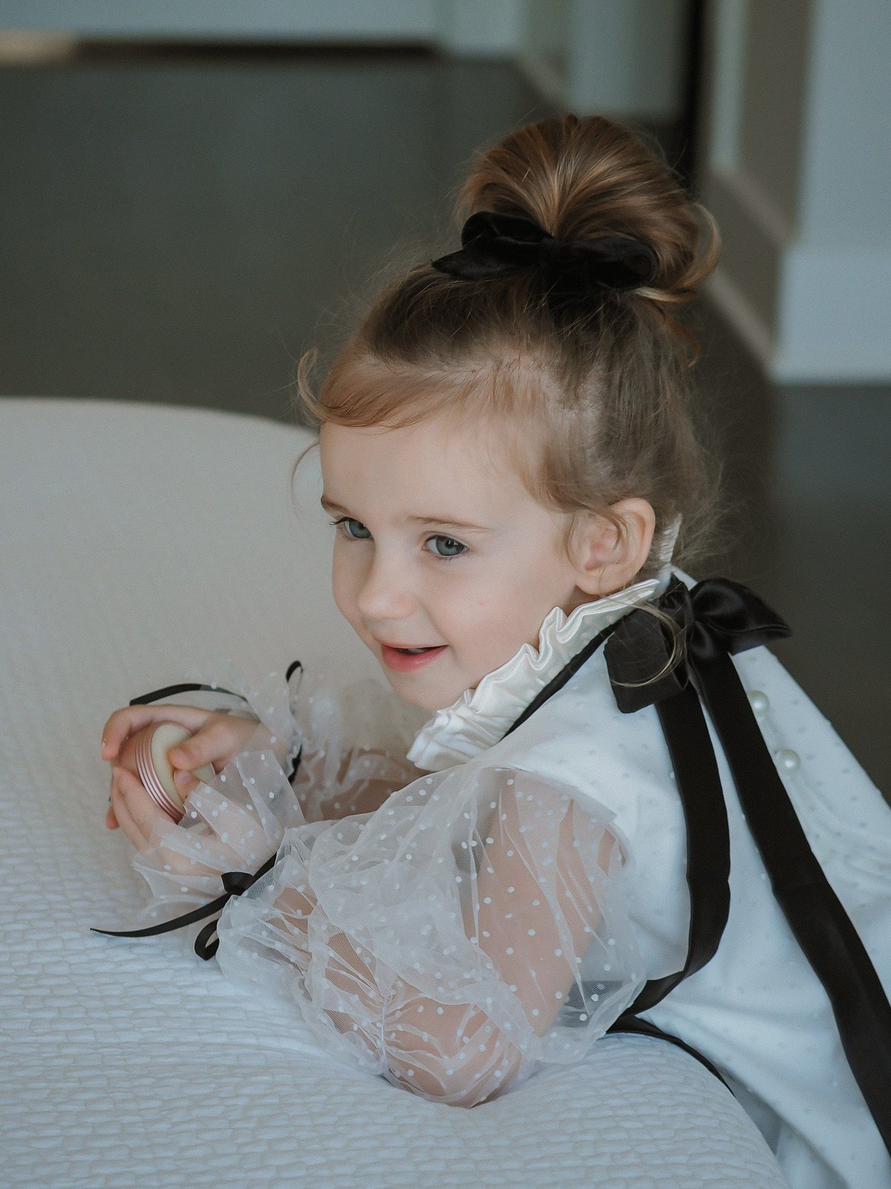 Girl | Brianna Tunic and Pants Set | White x Black