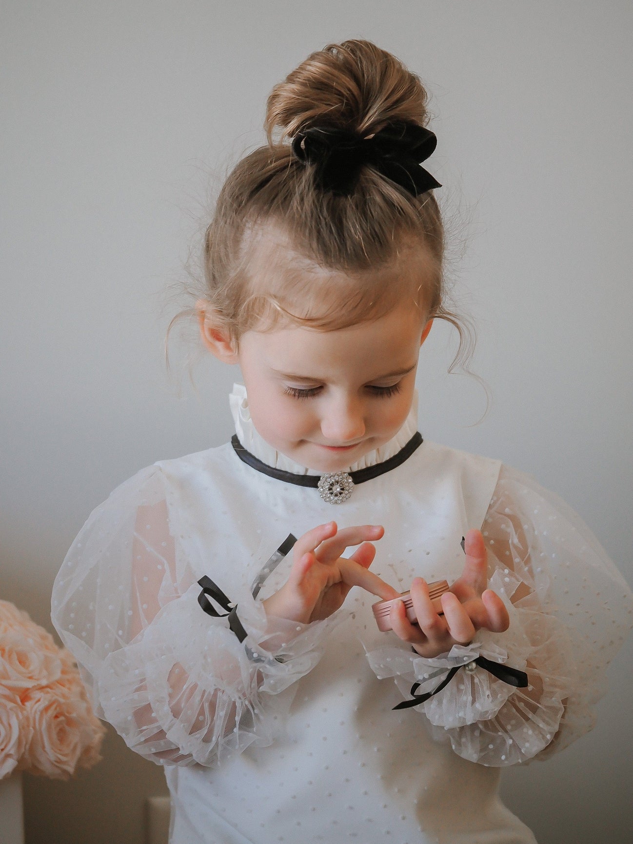 Girl | Brianna Tunic and Pants Set | White x Black