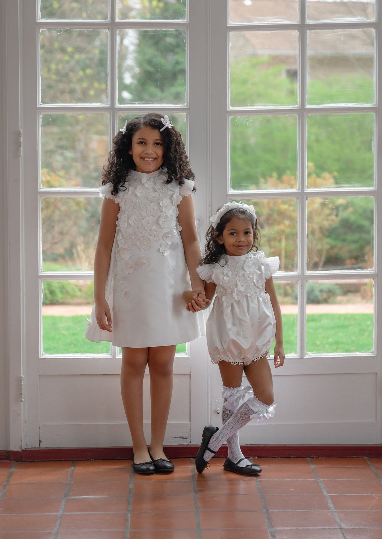 Girl | Butterfly White Satin Ceremony Romper