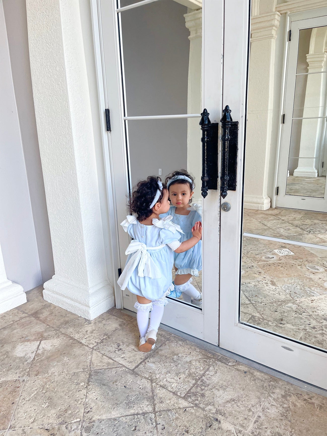 Girl | Charlotte Baby Linen Romper | Blue