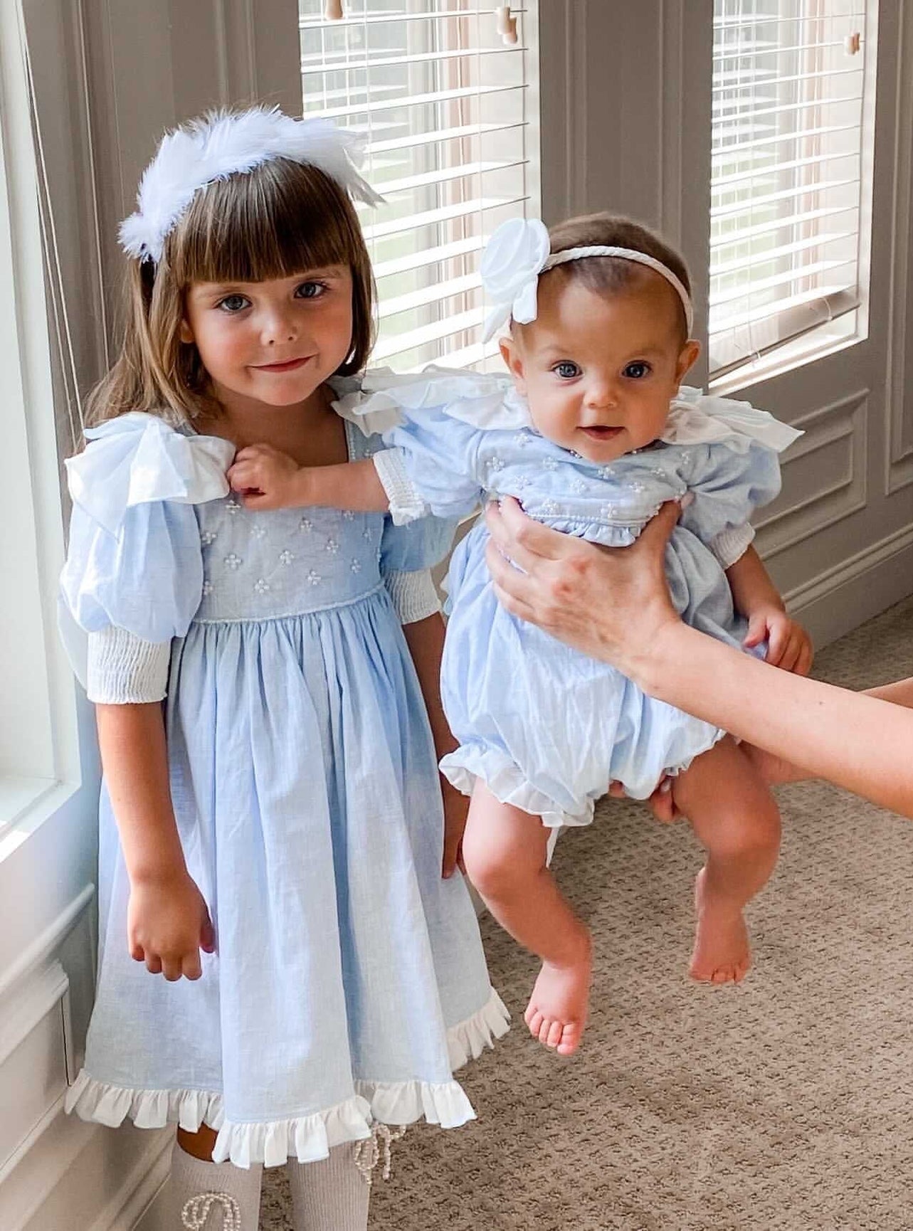 Girl | Charlotte Baby Linen Romper | Blue