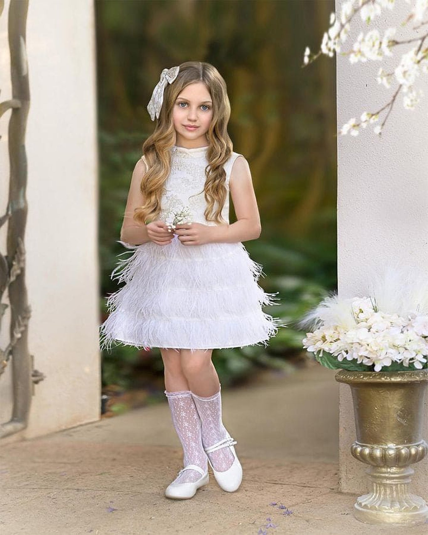 Girl | Eliza Feather Dress | Ivory