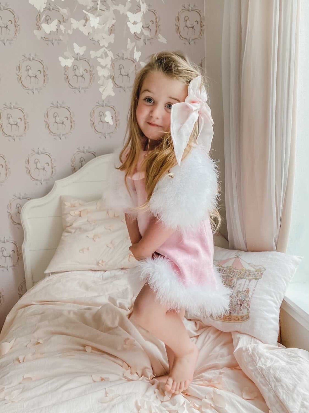 Girl | Ella Knit Feather Dress | Pink