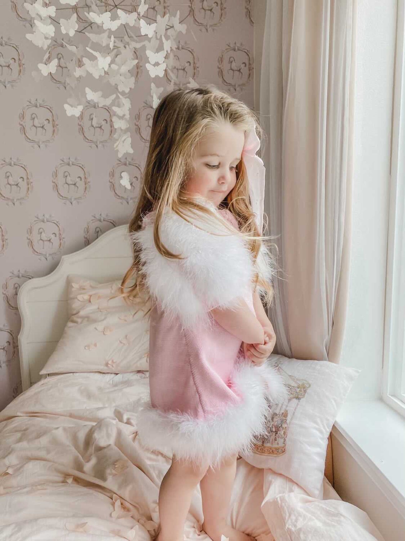 Girl | Ella Knit Feather Dress | Pink