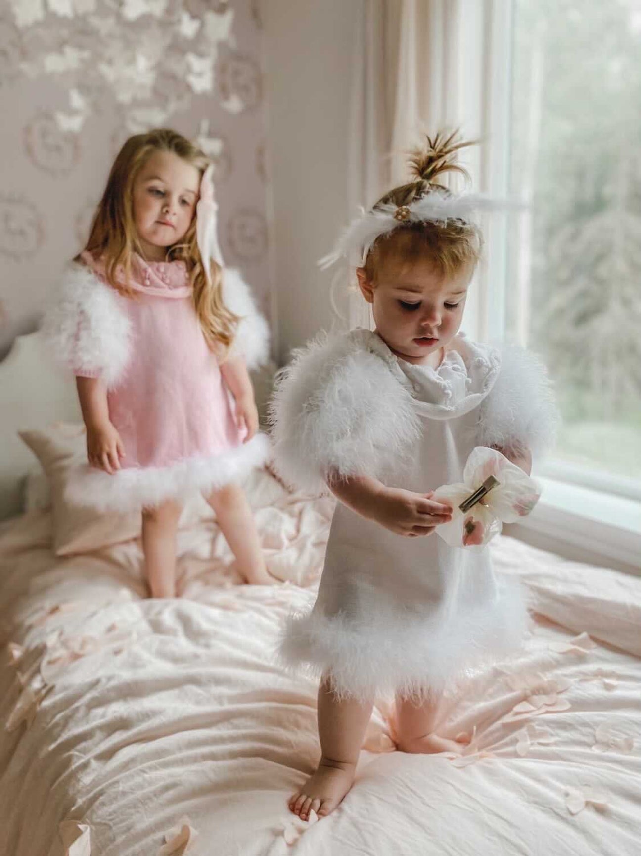 Girl | Ella Knit Feather Dress | White
