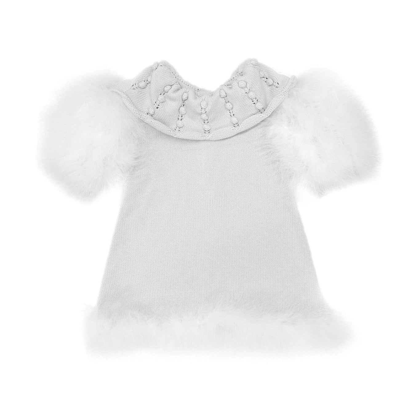 Girl | Ella Knit Feather Dress | White