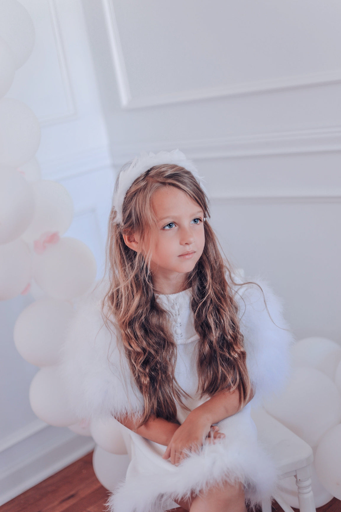 Girl | Ella Knit Feather Dress | White