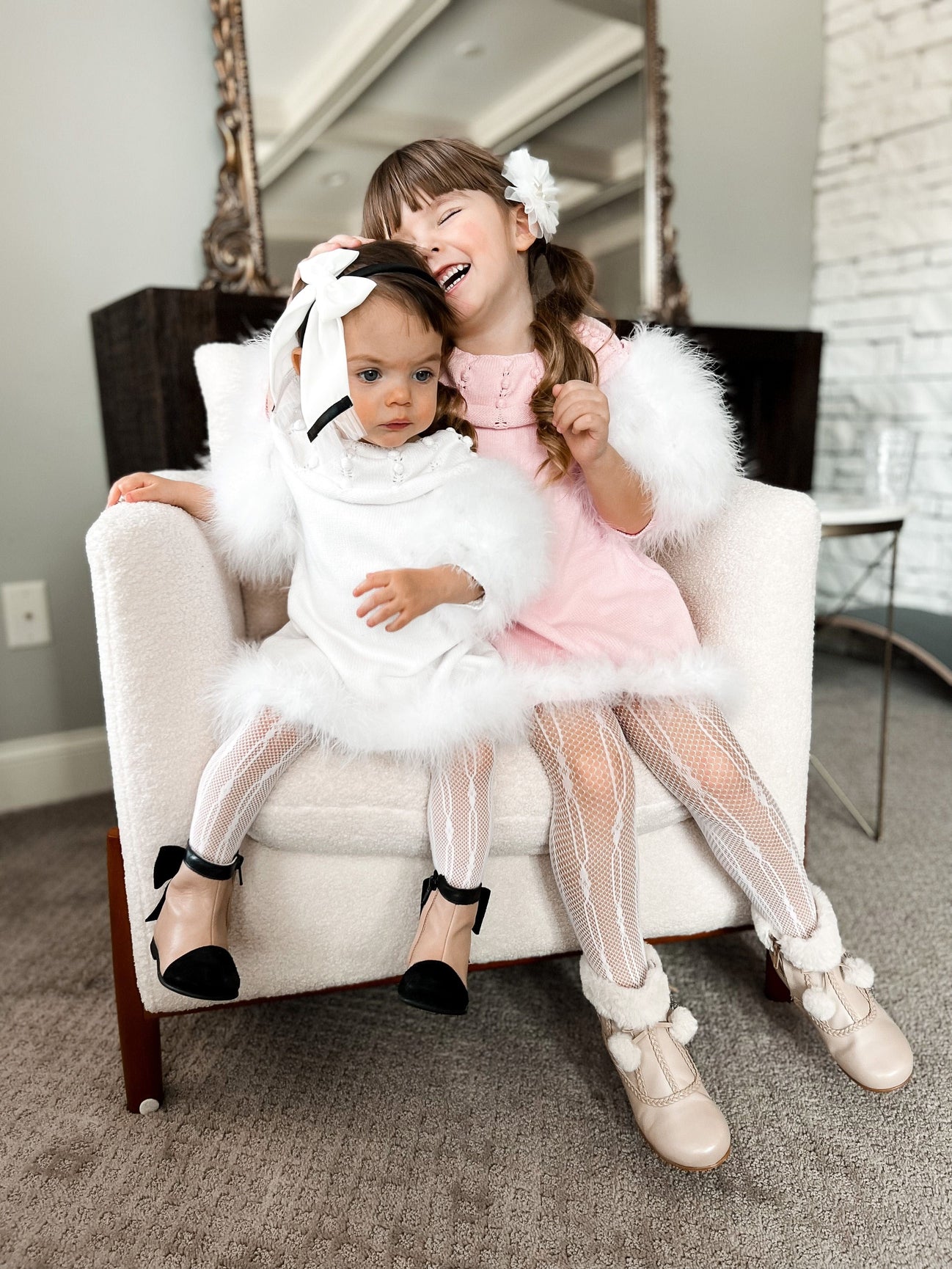 Girl | Ella Knit Feather Dress | White