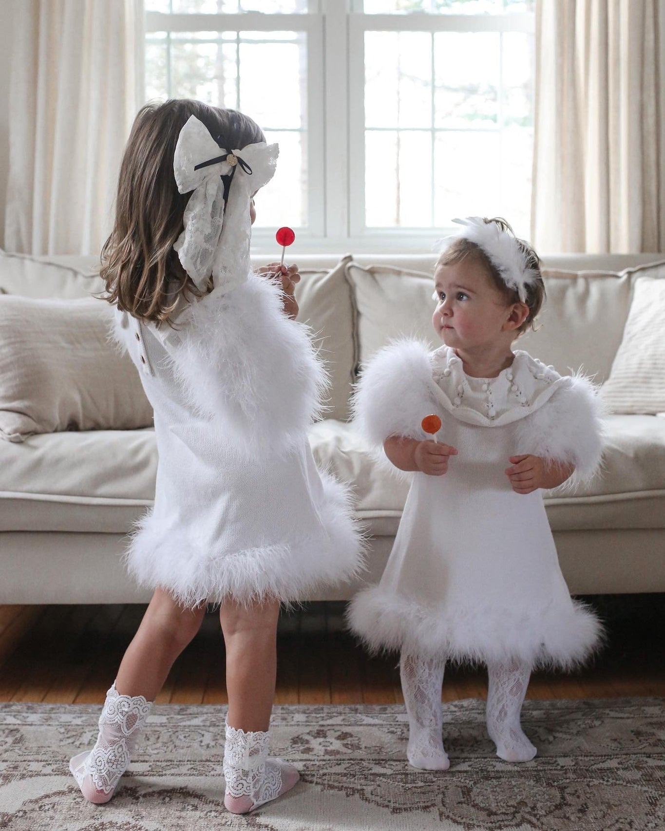 Girl | Ella Knit Feather Dress | White