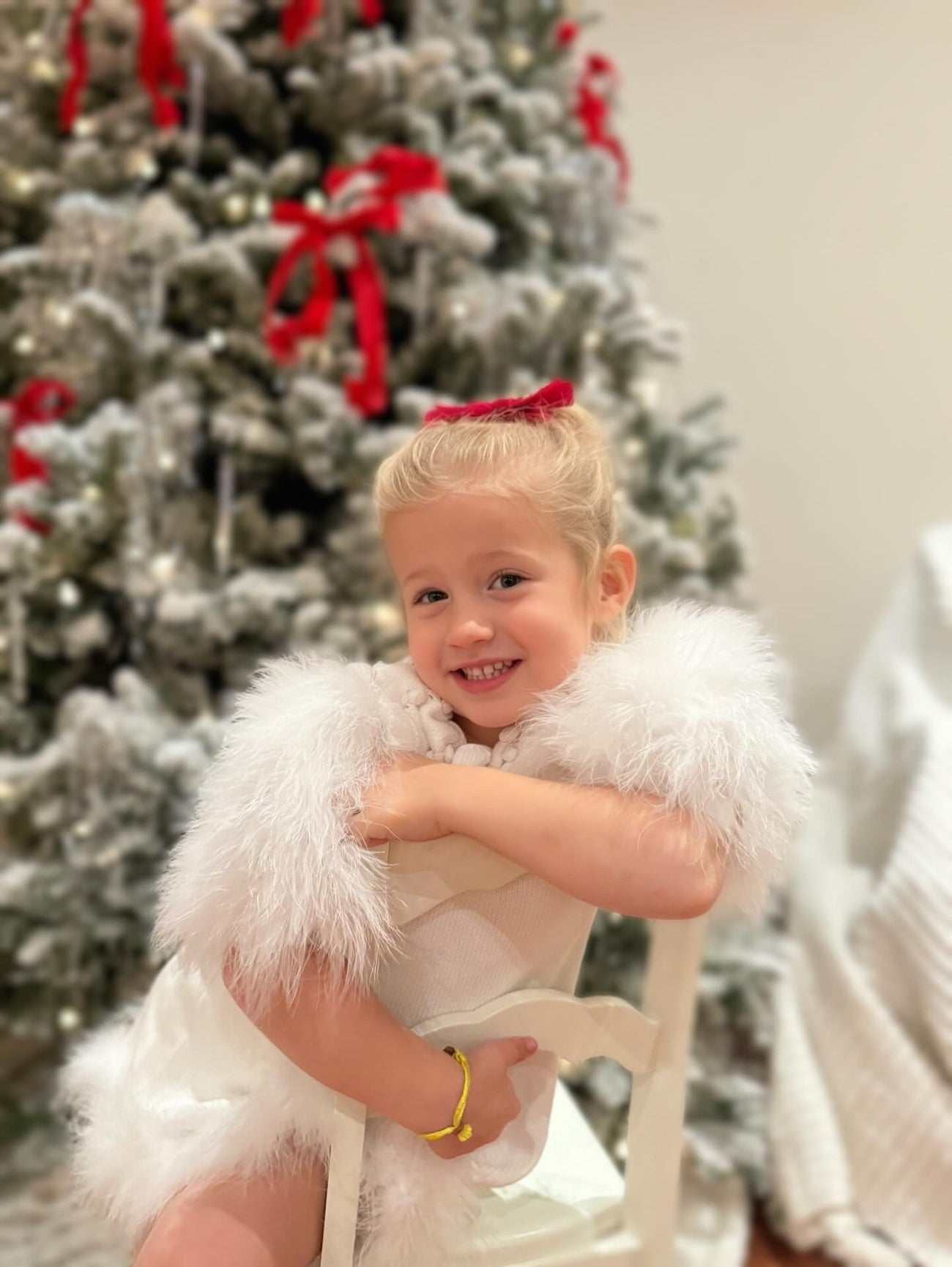 Girl | Ella Knit Feather Dress | White