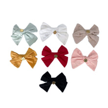 Girl | Emma Linen Hair Bow Bow | Mustard