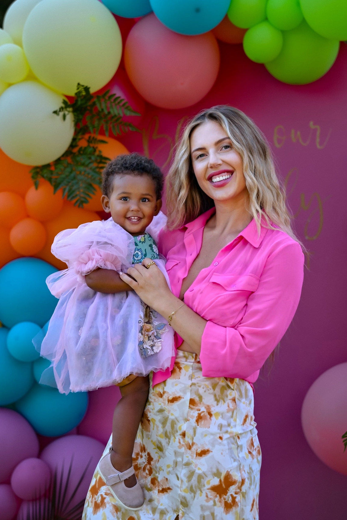 Girl | Eva And Floral Tulle Dress | Pink x Green