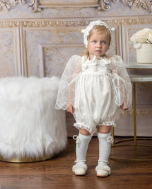 Girl | Faith Scallop Lace Romper | White