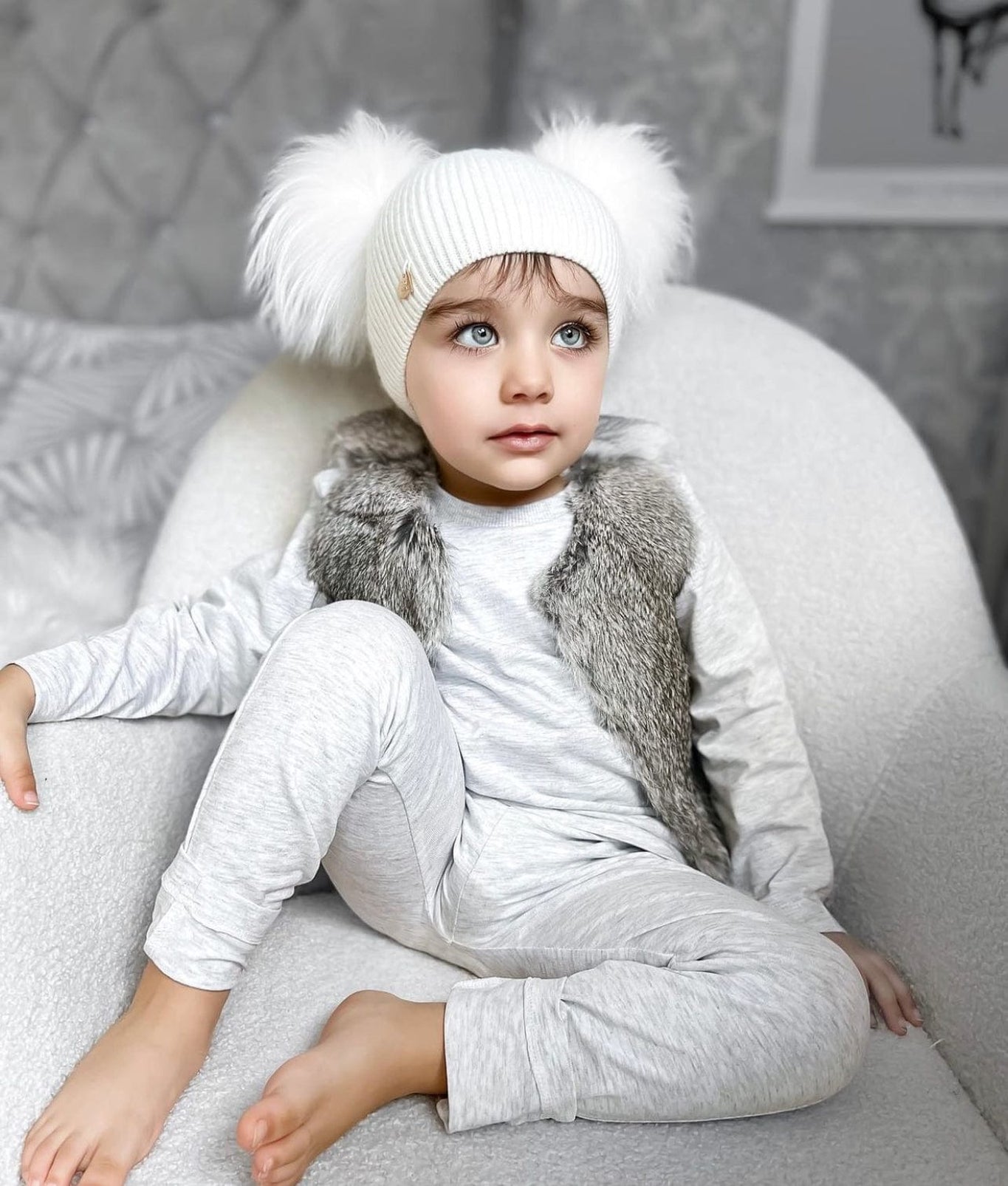 Girl | Grey Rabbit Vest | Gray